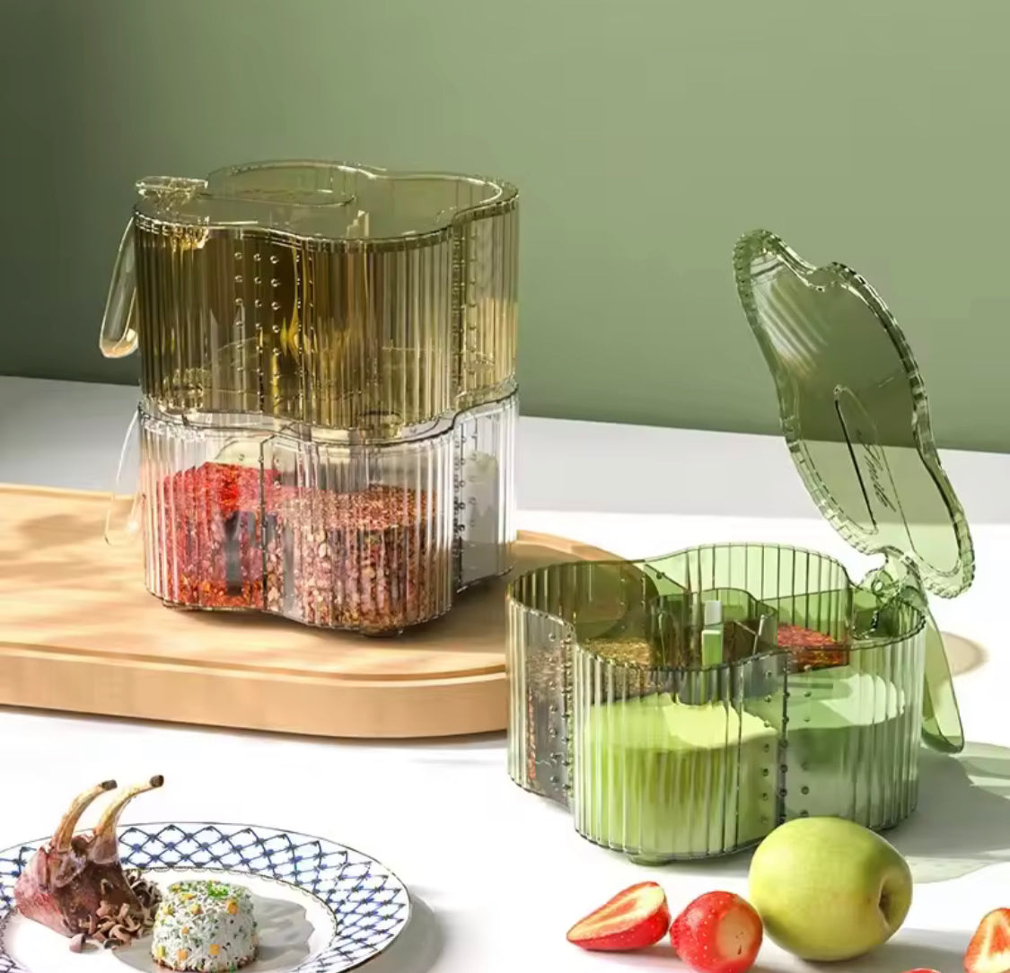 Four Compartment Seasoning Spice Box, Transparent Flip Cover Spice Box, Kitchen Spice Pot Four Compartment Seasoning Spice Box, Transparent Flip Cover Spice Box, Kitchen Spice Pot